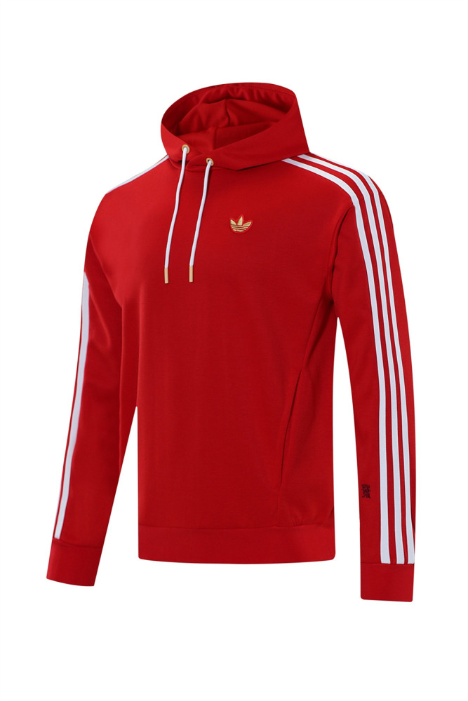 2025 Adidas Red Hoodie Jacket Kit Set Football Team Shirt Sports Fashion