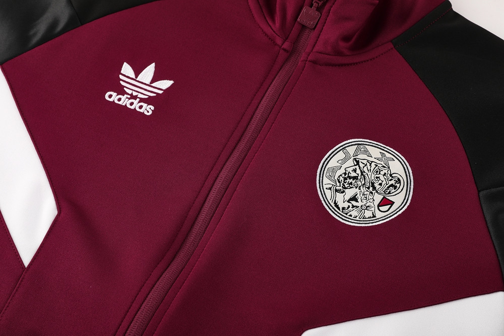 2024 Ajax Maroon Jacket Training Suit Set Football Team Shirt Sports Fashion