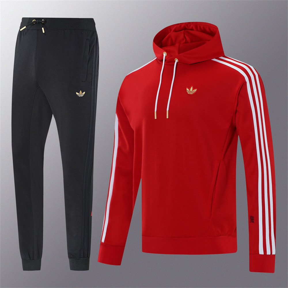 2025 Adidas Red Hoodie Jacket Kit Set Football Team Shirt Sports Fashion