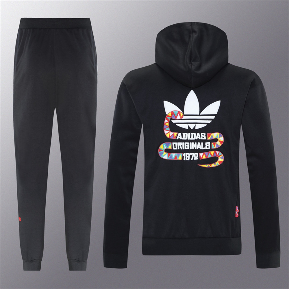 2024 Adidas Black Hoodie Jacket Kit Set Football Team Shirt Sports Fashion