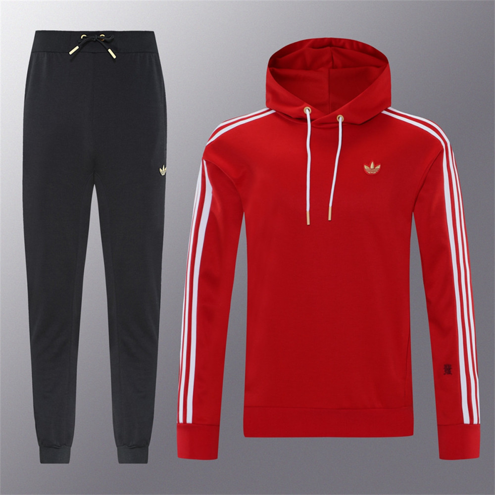 2025 Adidas Red Hoodie Jacket Kit Set Football Team Shirt Sports Fashion
