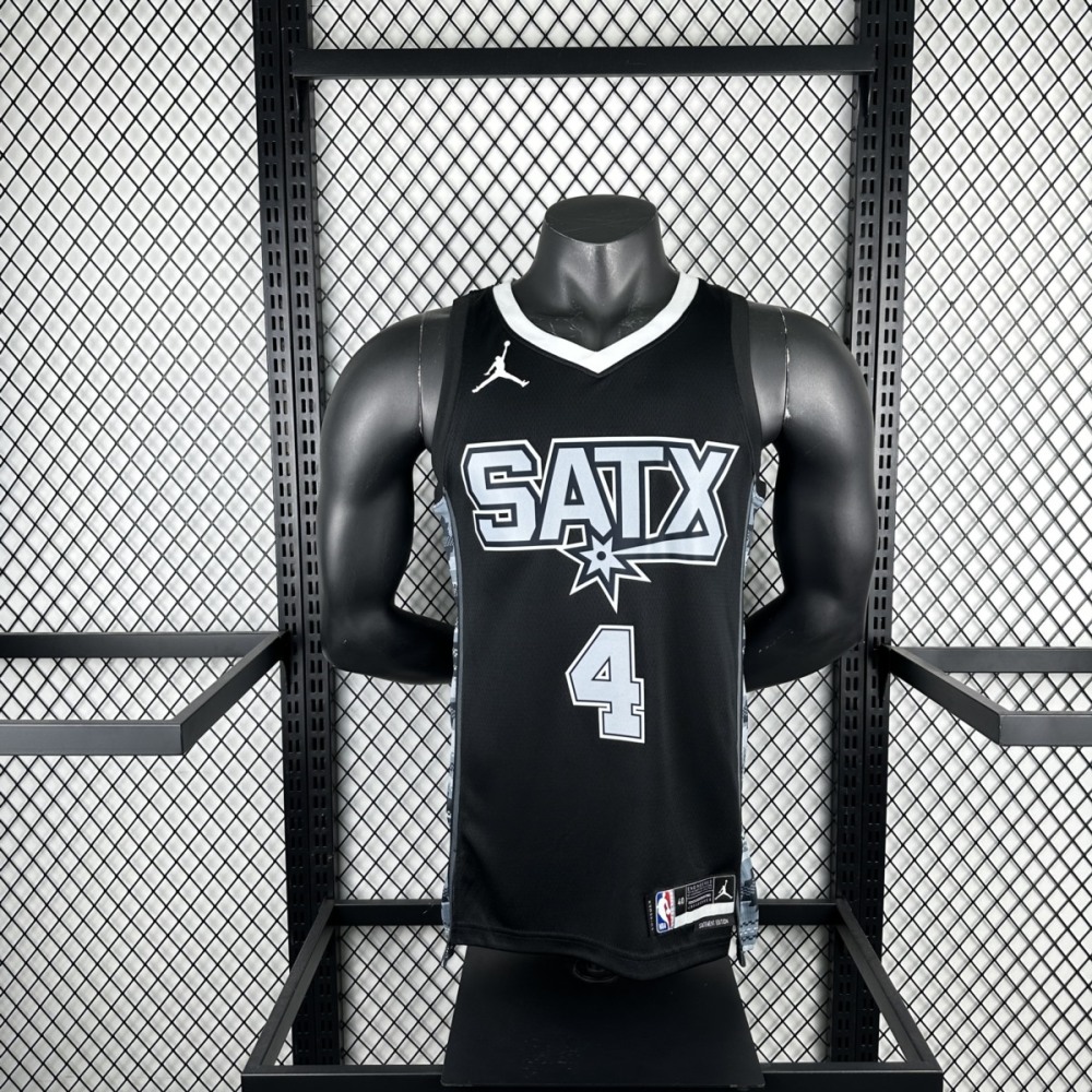 NBA San Antonio Spurs V-Neck Black jersey FOX#4 S-XXL