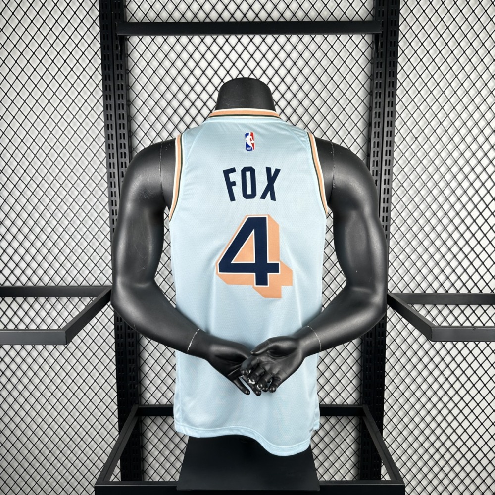 NBA San Antonio Spurs 24/25 V-Neck White jersey FOX#4 S-XXL