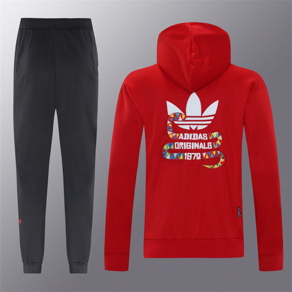2025 Adidas Red Hoodie Jacket Kit Set Football Team Shirt Sports Fashion