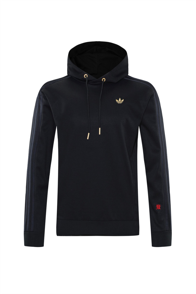 2024 Adidas Black Hoodie Jacket Kit Set Football Team Shirt Sports Fashion