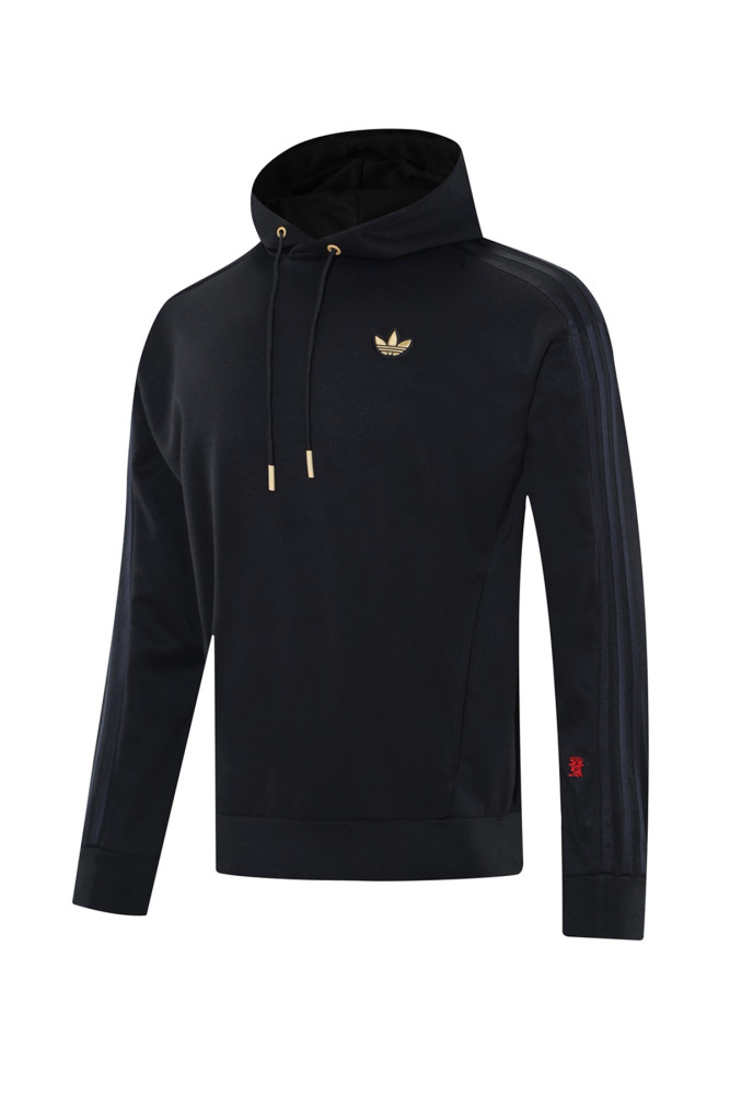 2024 Adidas Black Hoodie Jacket Kit Set Football Team Shirt Sports Fashion