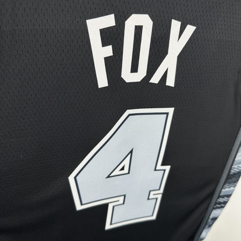 NBA San Antonio Spurs V-Neck Black jersey FOX#4 S-XXL