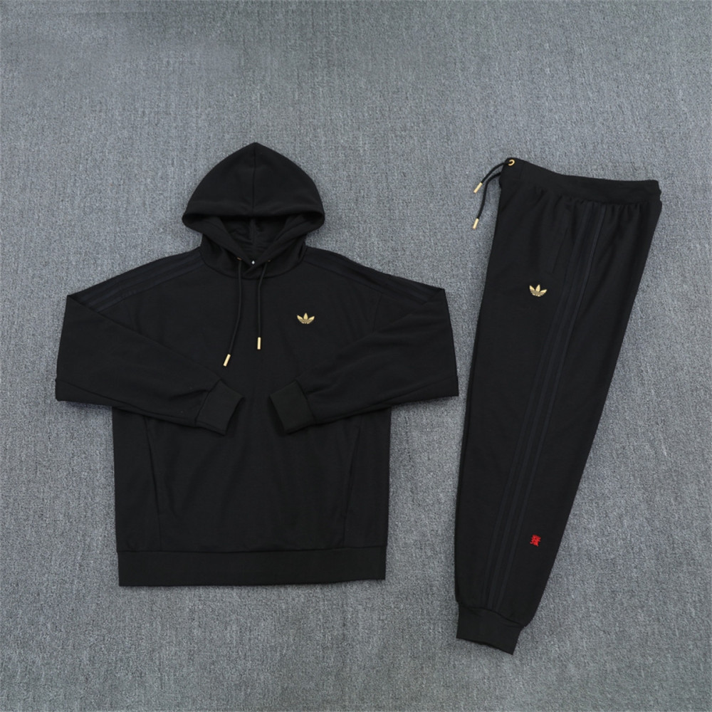 2024 Adidas Black Hoodie Jacket Kit Set Football Team Shirt Sports Fashion