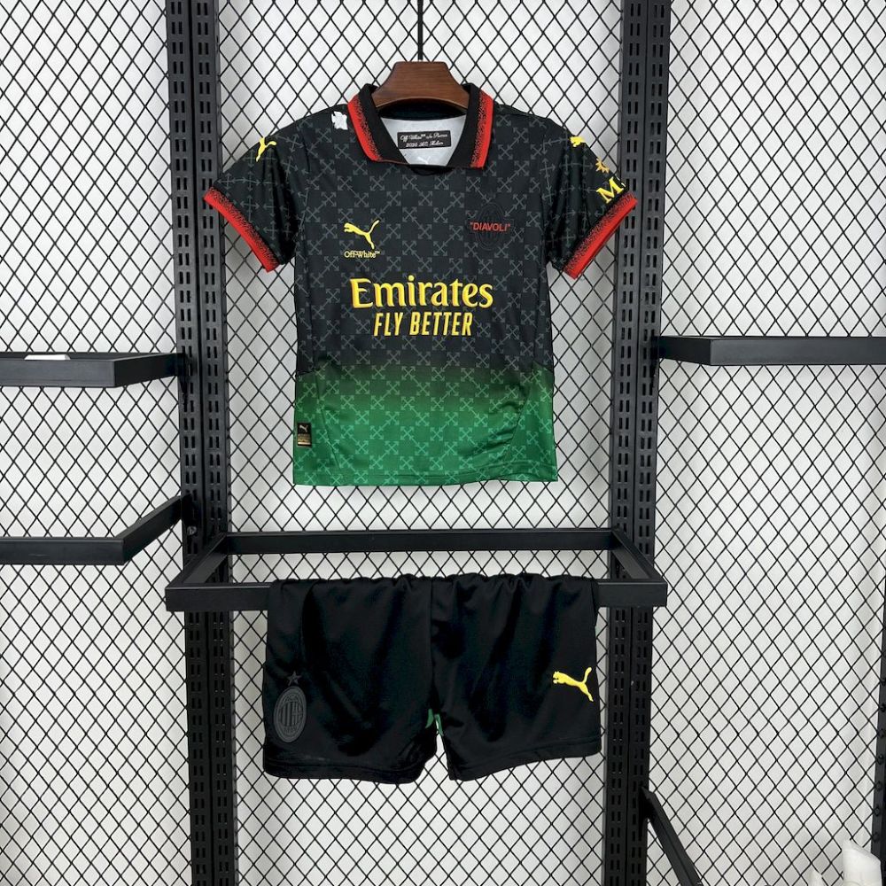 2025/26 AC Milan Co-Branded Black Edition jersey Kid Kits Size 16-28