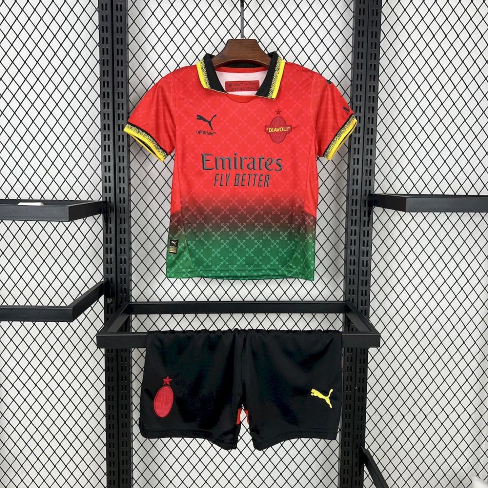 2025/26 AC Milan Co-Branded Red Edition jersey Kid Kits Size 16-28