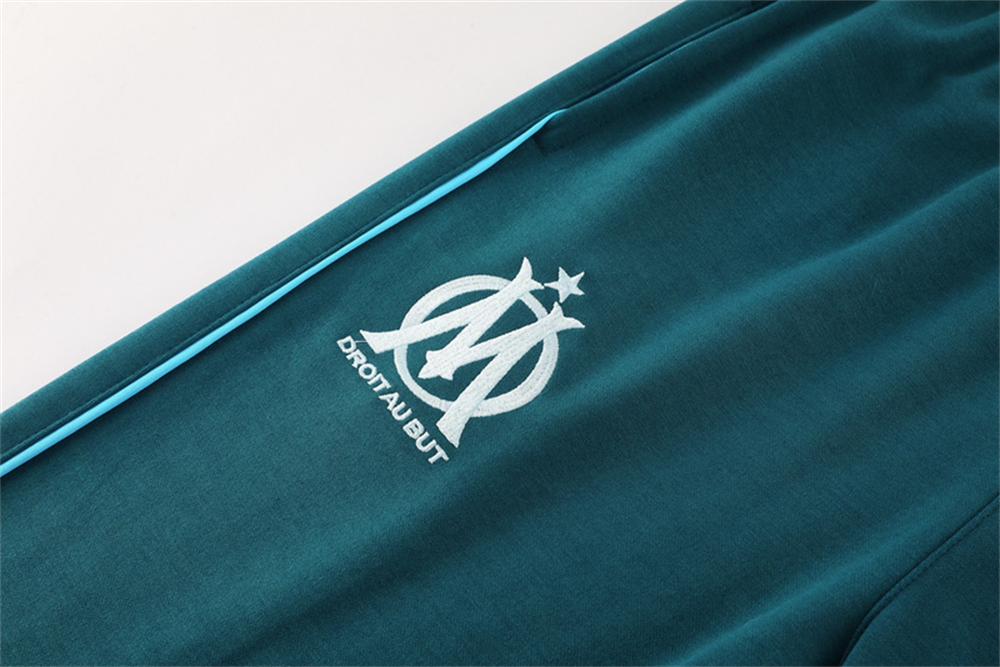 2024 Olympique Marseille Sky Blue Hoodie Jacket Kit Set Football Team Shirt Sports Fashion