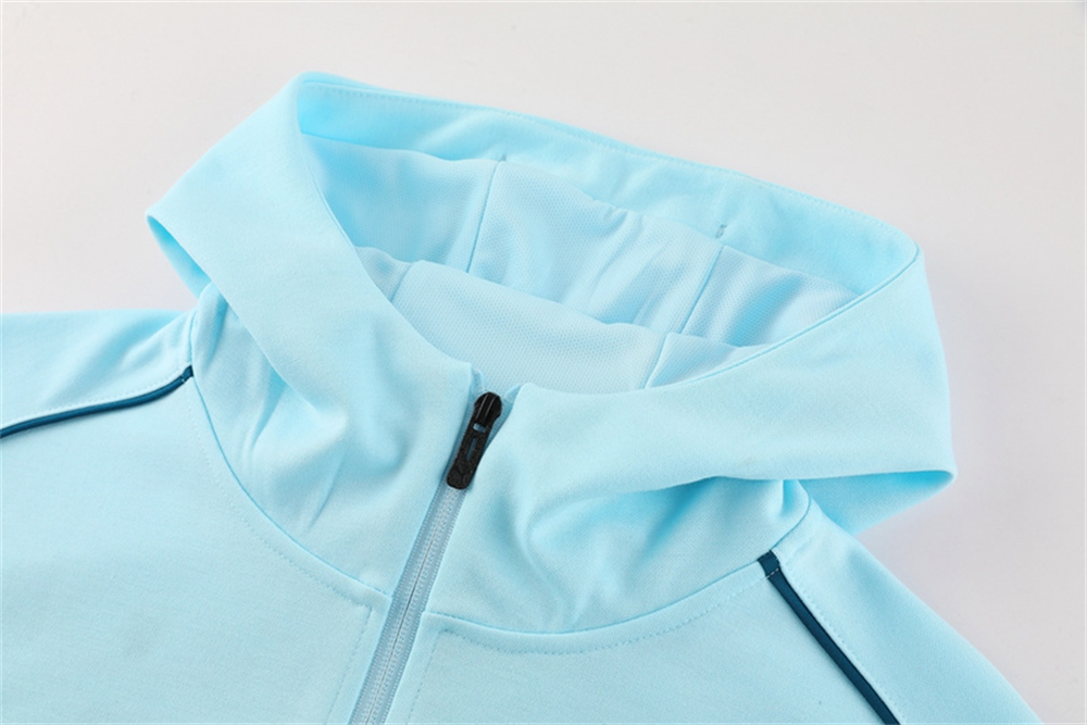 2024 Olympique Marseille Sky Blue Hoodie Jacket Kit Set Football Team Shirt Sports Fashion