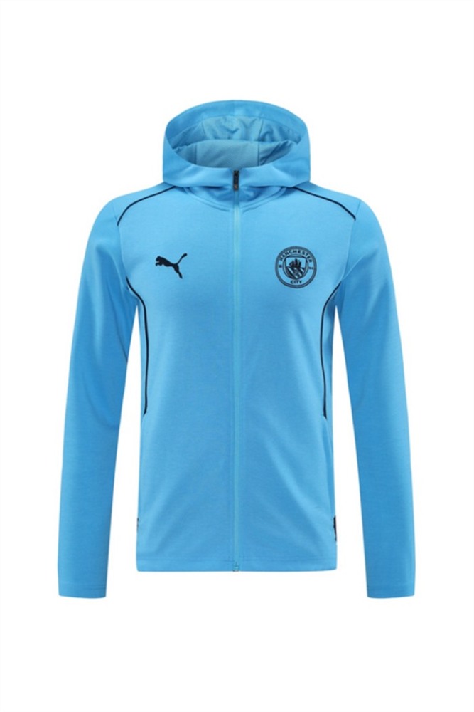 2024 Manchester City Sky Blue Hoodie Jacket Kit Set Football Team Shirt Sports Fashion