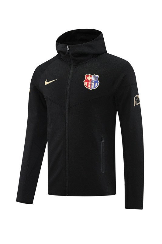 2024 Barcelona Black Hoodie Jacket Kit Set Football Team Shirt Sports Fashion