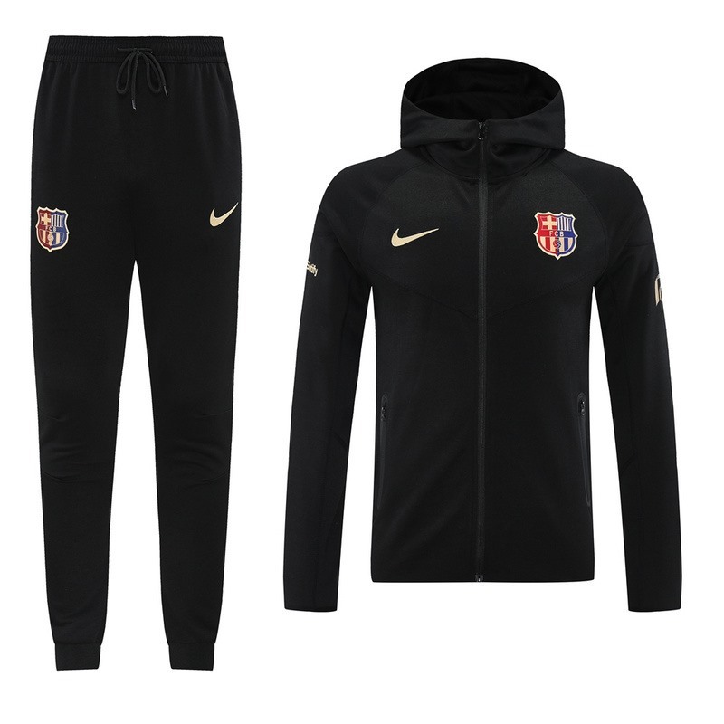 2024 Barcelona Black Hoodie Jacket Kit Set Football Team Shirt Sports Fashion