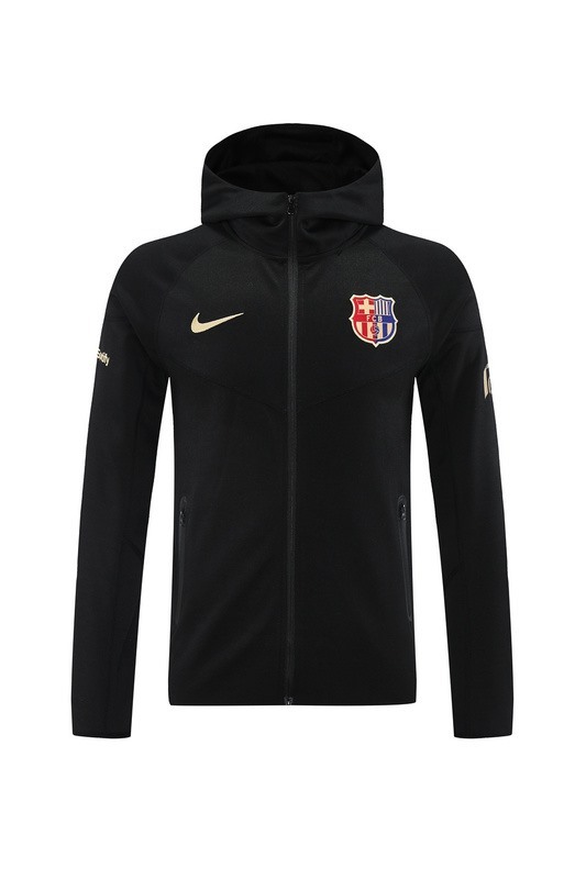 2024 Barcelona Black Hoodie Jacket Kit Set Football Team Shirt Sports Fashion