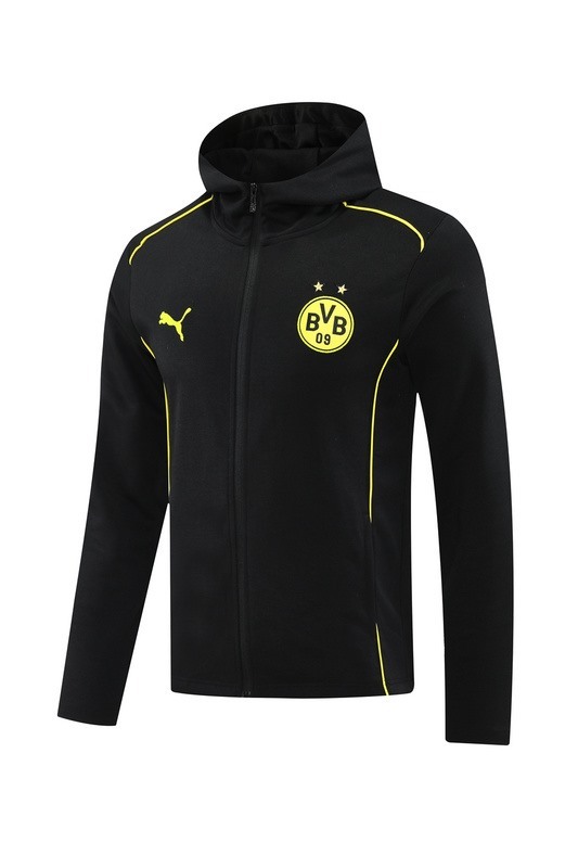 2024 Dortmund Black Hoodie Jacket Kit Set Football Team Shirt Sports Fashion