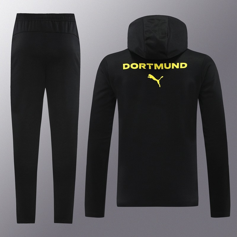 2024 Dortmund Black Hoodie Jacket Kit Set Football Team Shirt Sports Fashion