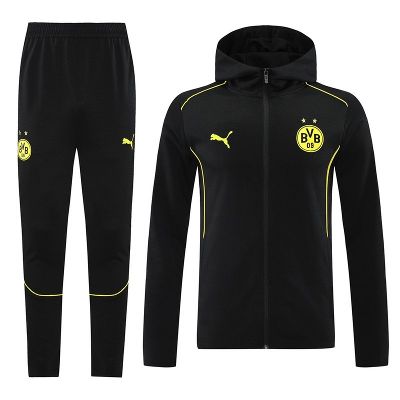 2024 Dortmund Black Hoodie Jacket Kit Set Football Team Shirt Sports Fashion
