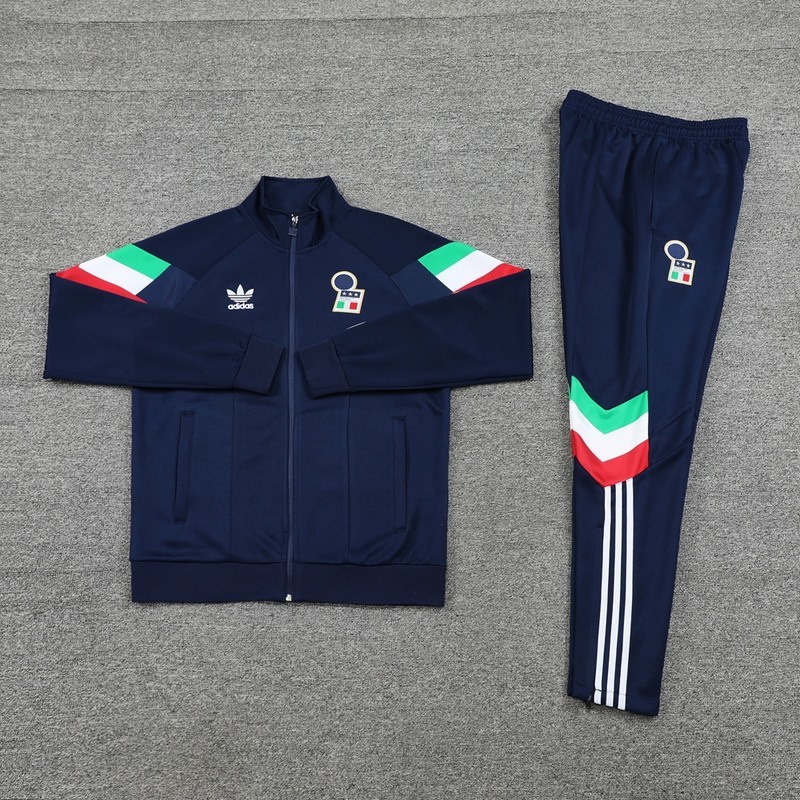 2024 Italy Royal Blue Hoodie Jacket Kit Set Football Team Shirt Sports Fashion