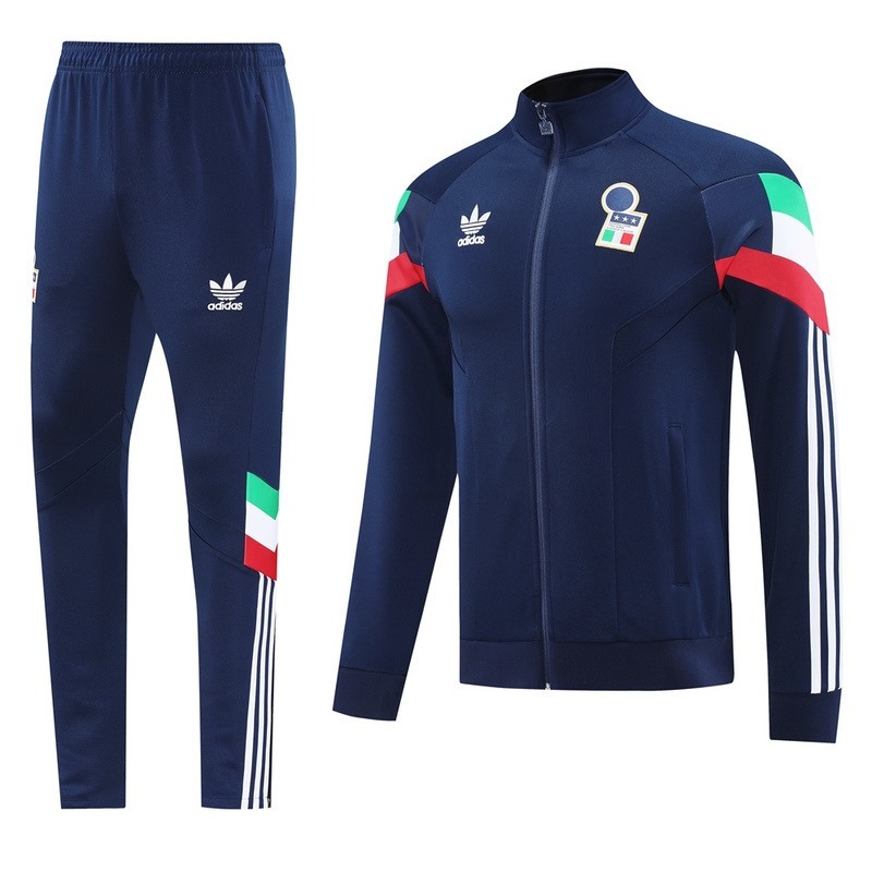 2024 Italy Royal Blue Hoodie Jacket Kit Set Football Team Shirt Sports Fashion