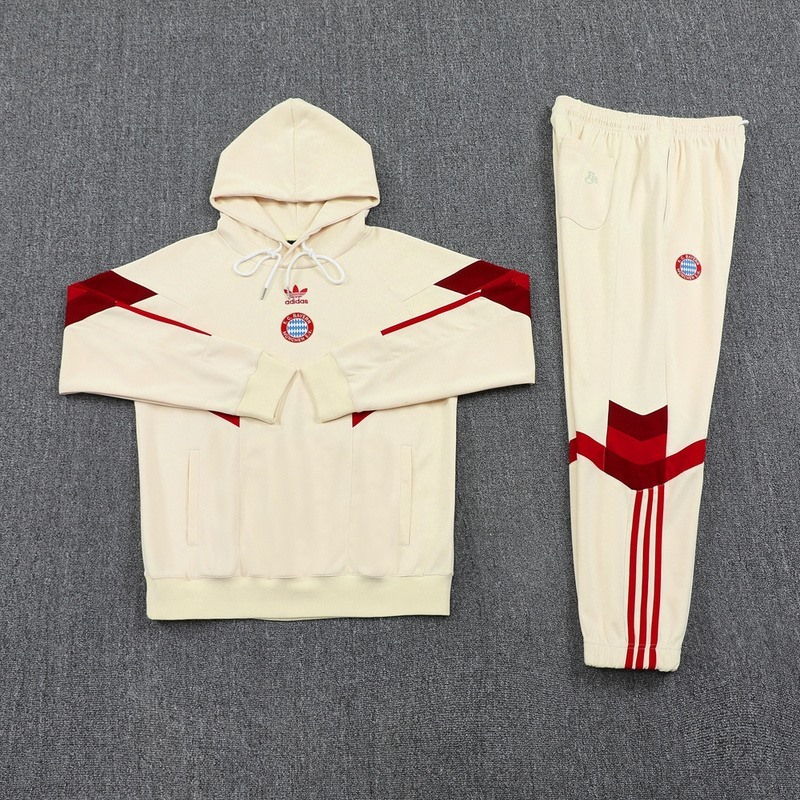 2024 Bayern Munich Beige Hoodie Jacket Kit Set Football Team Shirt Sports Fashion