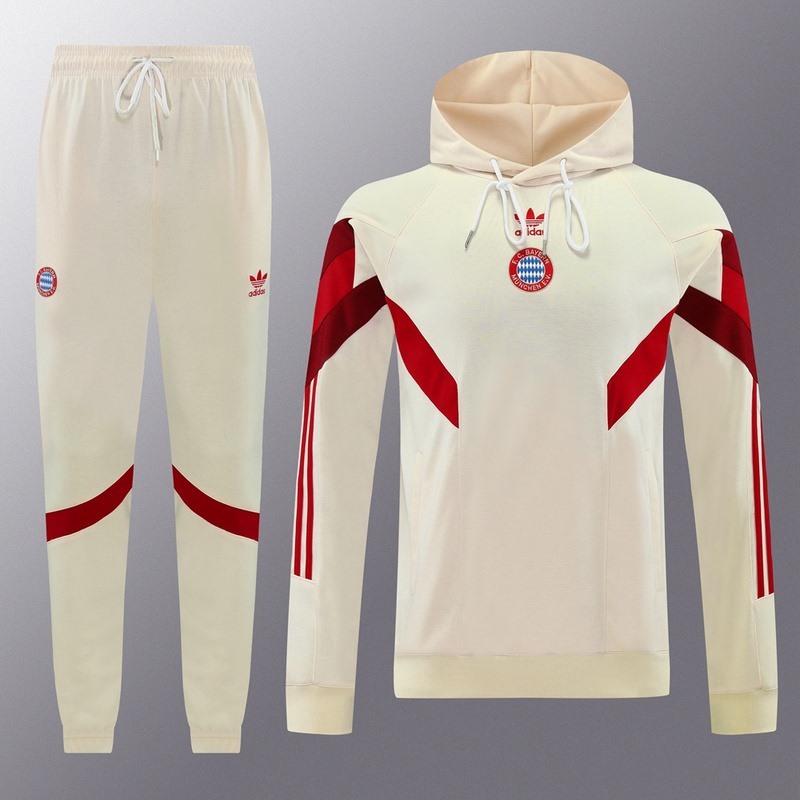 2024 Bayern Munich Beige Hoodie Jacket Kit Set Football Team Shirt Sports Fashion