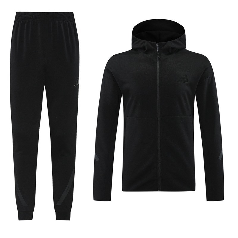 2024 Adidas Black Hoodie Jacket Kit Set Football Team Shirt Sports Fashion