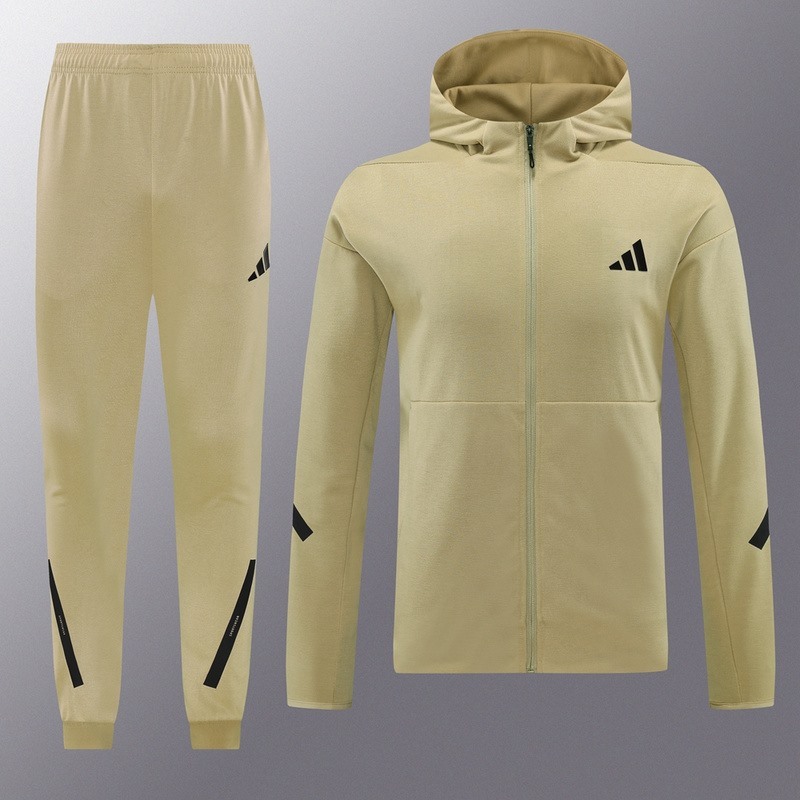 2024 Adidas Khaki Hoodie Jacket Kit Set Football Team Shirt Sports Fashion