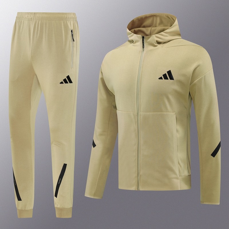 2024 Adidas Khaki Hoodie Jacket Kit Set Football Team Shirt Sports Fashion