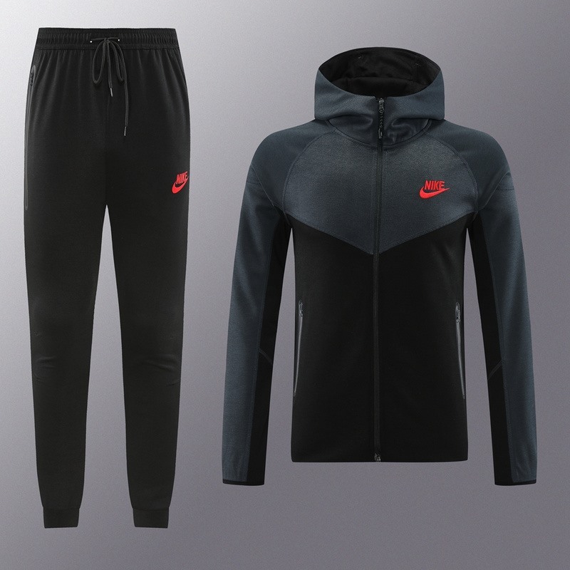 2024 Nike Black Hoodie Jacket Kit Set Football Team Shirt Sports Fashion
