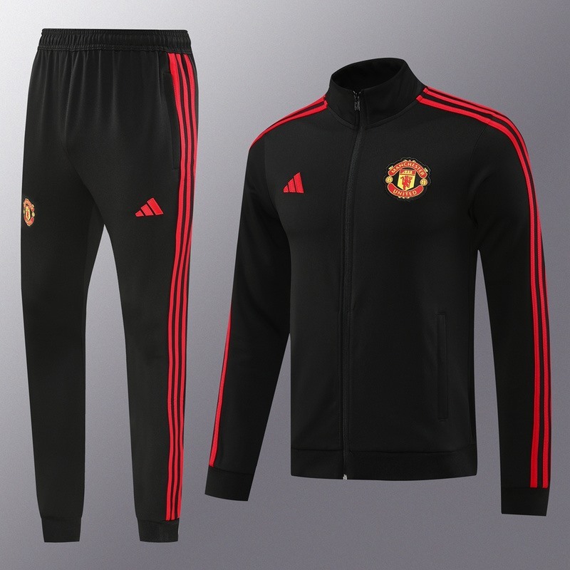 2024 Manchester United Black Jacket Training Suit Set Football Team Shirt Sports Fashion