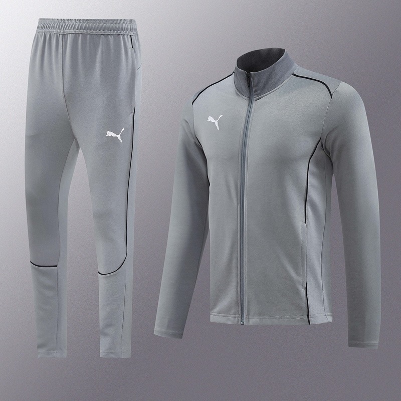2024 Puma Grey Jacket Training Suit Set Football Team Shirt Sports Fashion