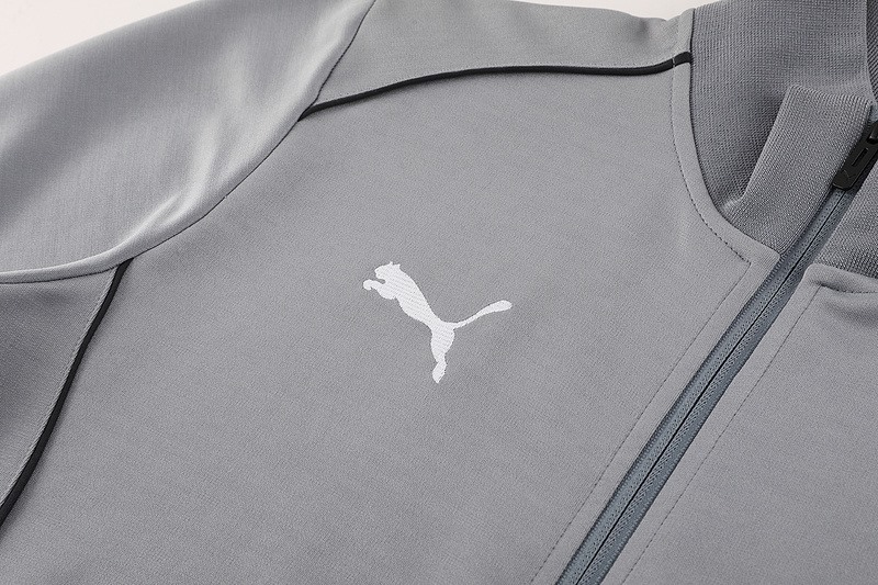 2024 Puma Grey Jacket Training Suit Set Football Team Shirt Sports Fashion