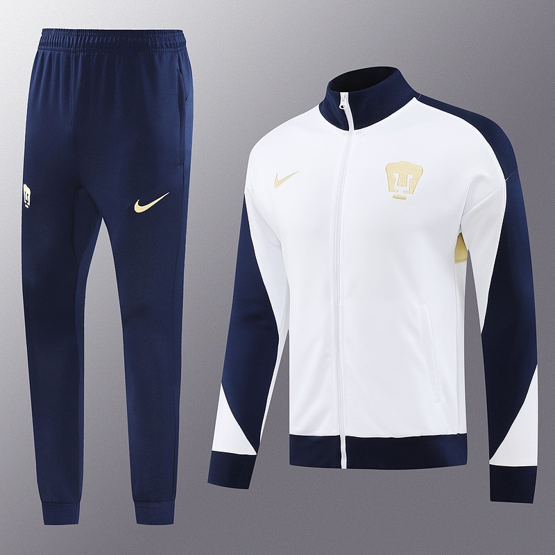 2024 Pumas UNAM White Jacket Training Suit Set Football Team Shirt Sports Fashion