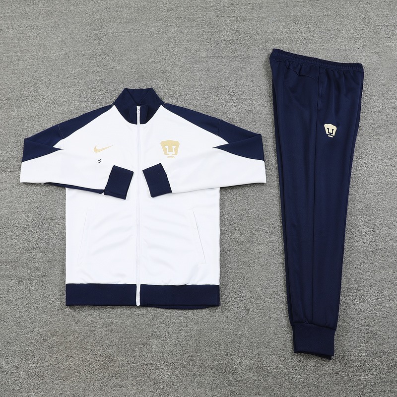 2024 Pumas UNAM White Jacket Training Suit Set Football Team Shirt Sports Fashion