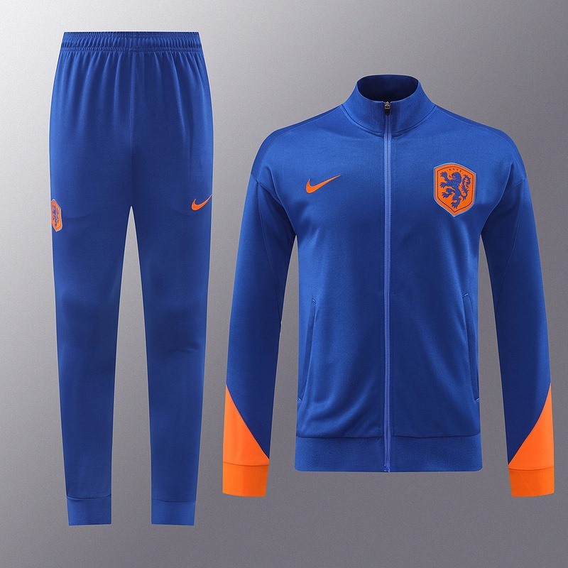 2024 Nehterlands Blue Jacket Training Suit Set Football Team Shirt Sports Fashion