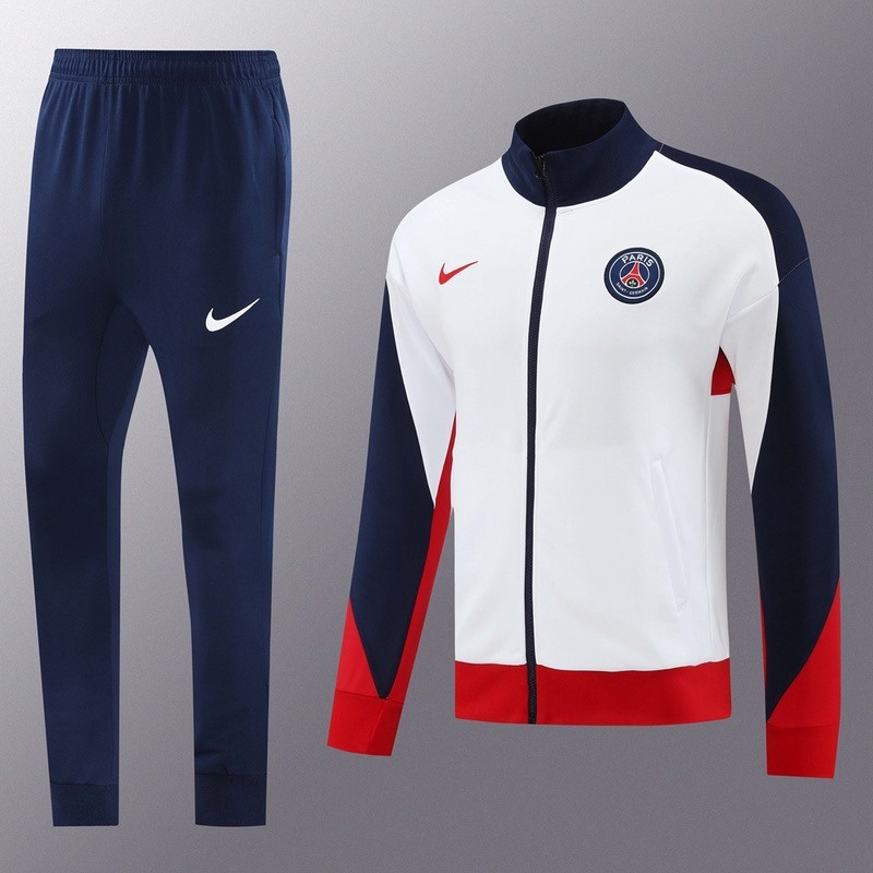 2024 PSG White Jacket Training Suit Set Football Team Shirt Sports Fashion