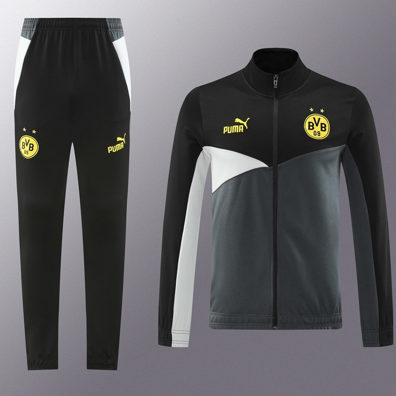 2024 Dortmund black gray Jacket Training Suit Set Football Team Shirt Sports Fashion