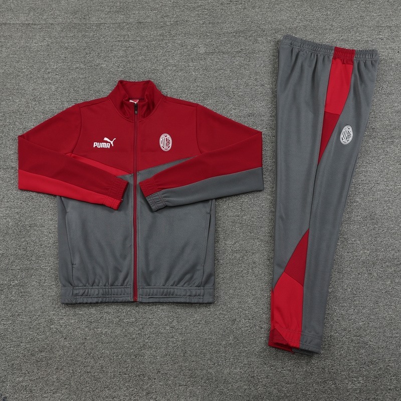 2024 AC Milan Red Grey Jacket Training Suit Set Football Team Shirt Sports Fashion