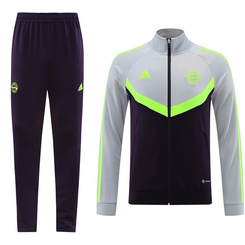 2024 Bayern Munich Grey Purple Jacket Training Suit Set Football Team Shirt Sports Fashion