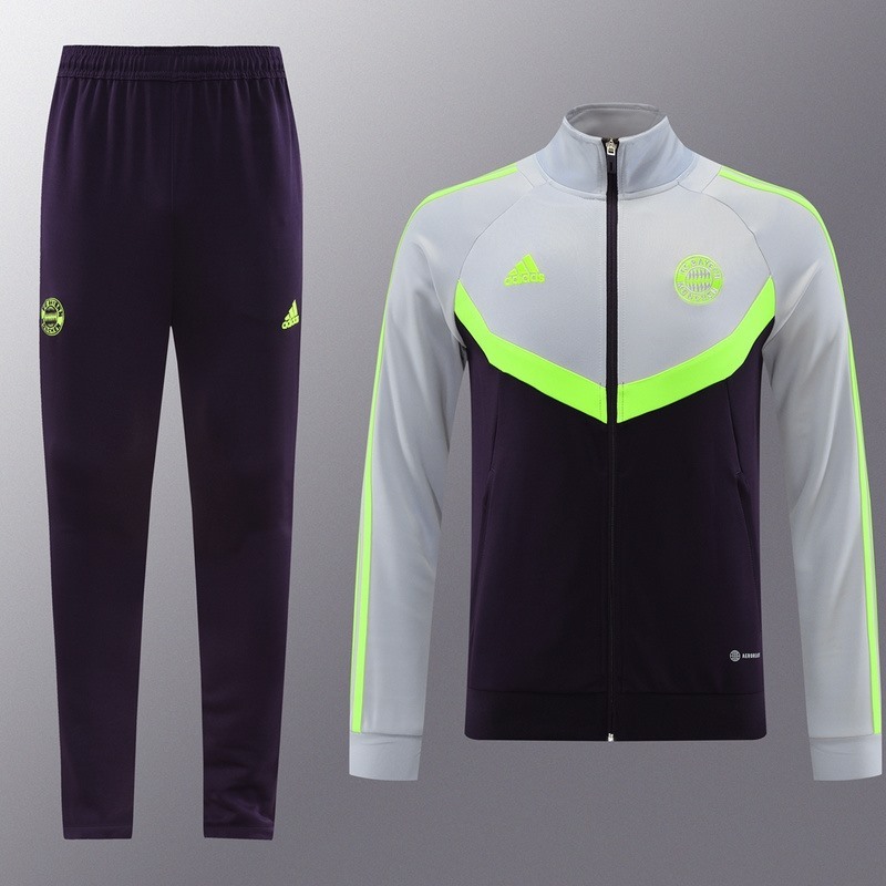 2024 Bayern Munich Grey Purple Jacket Training Suit Set Football Team Shirt Sports Fashion