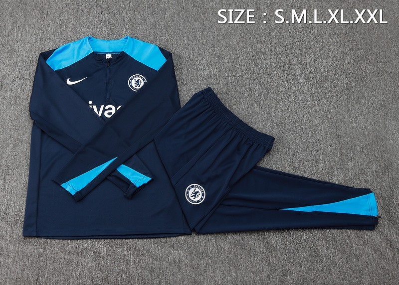25/26 Chelsea Royal Blue Long-sleeved half-pull training kit Football team kit