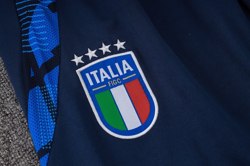 2024 Italy Royal Blue Long-sleeved half-pull training kit Football team kit