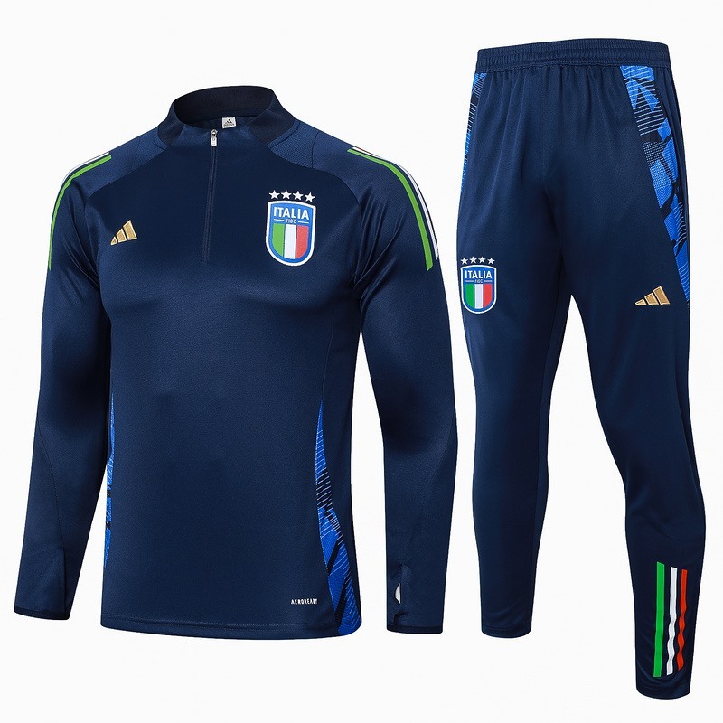 2024 Italy Royal Blue Long-sleeved half-pull training kit Football team kit