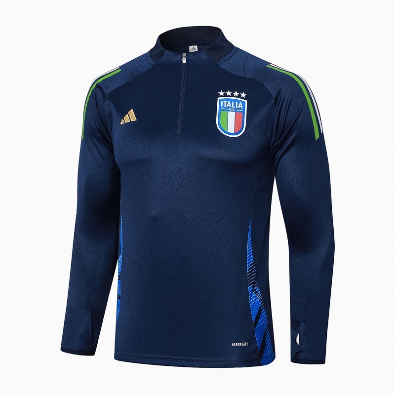 2024 Italy Royal Blue Long-sleeved half-pull training kit Football team kit