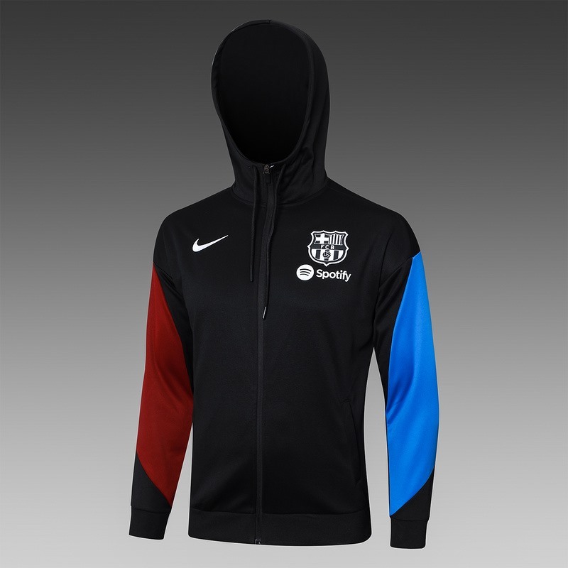 2024 Barcelona Black Hoodie Jacket Kit Set Football Team Shirt Sports Fashion