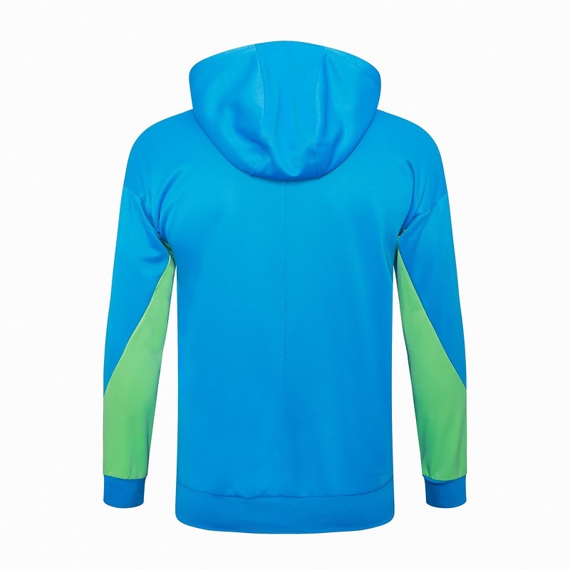 2024 Brazil Blue Hoodie Jacket Kit Set Football Team Shirt Sports Fashion