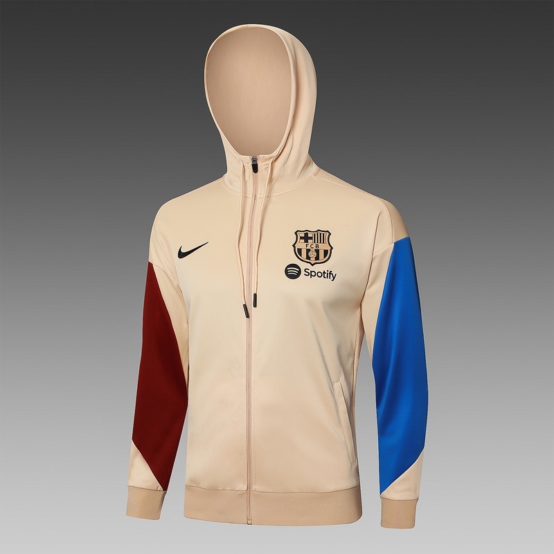 2024 Barcelona khaki Hoodie Jacket Kit Set Football Team Shirt Sports Fashion