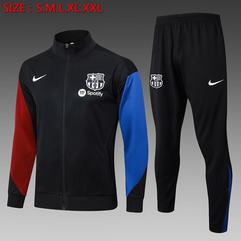 2024 Barcelona Black Jacket Training Suit Set Football Team Shirt Sports Fashion